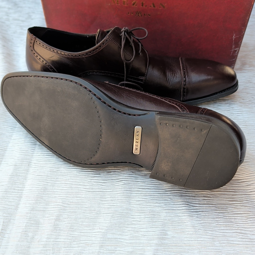 Mezlan Brown Leather Dress Shoes Size 12 - Picture 5 of 9